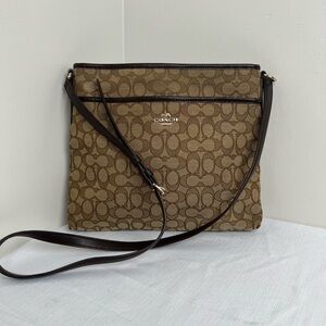 Coach Signature Brown and Tan Medium Crossbody Bag F55363
